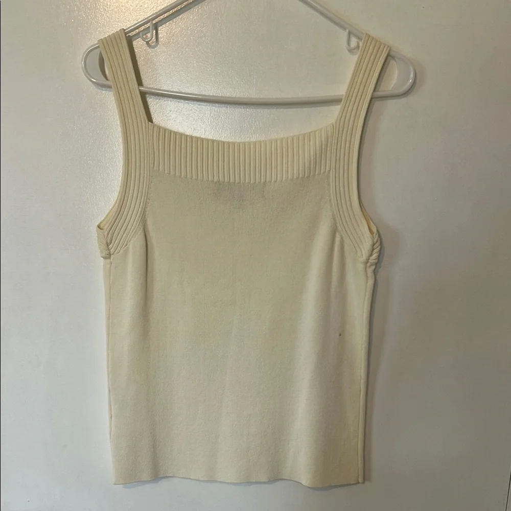 Cream Ribbed Knit Tank Top - Picture 3 of 4